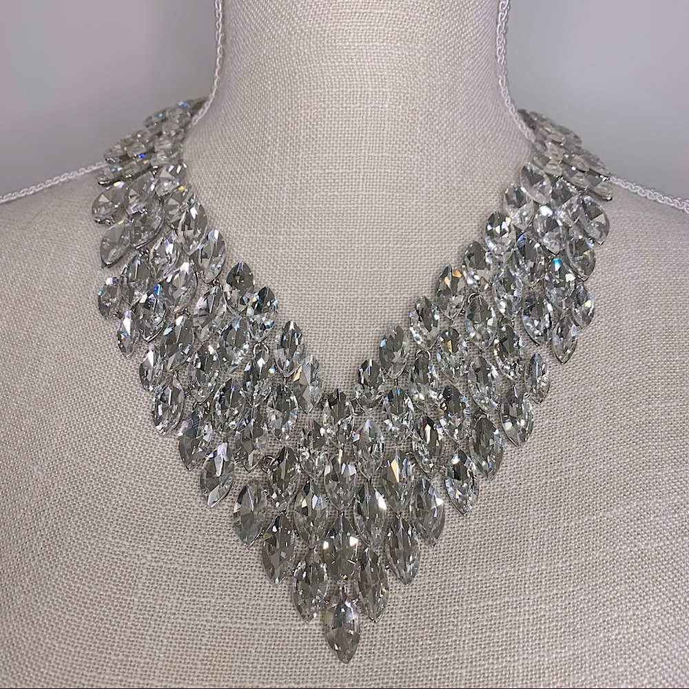 Christian Siriano Statement Necklace Large Mirrored Crystals